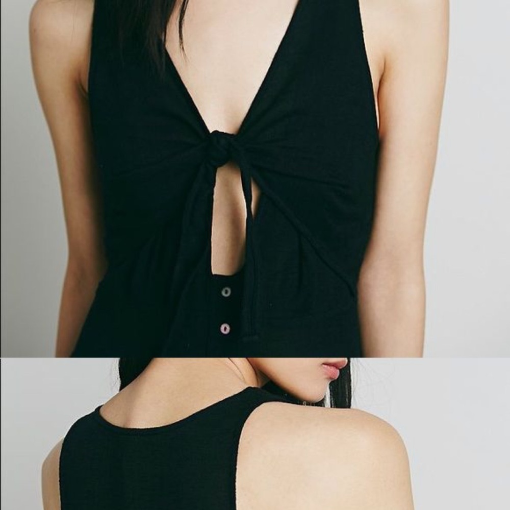 Linen Free People tie front midi dress